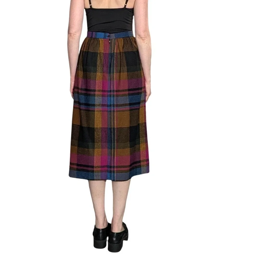 Vintage‎ JCPenney Fashions Plaid Midi Skirt Wool Blend Pleated Deadstock Size 12